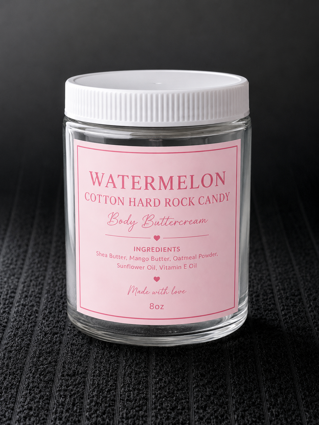 Watermelon cotton hard rock candy 8oz body butter cream