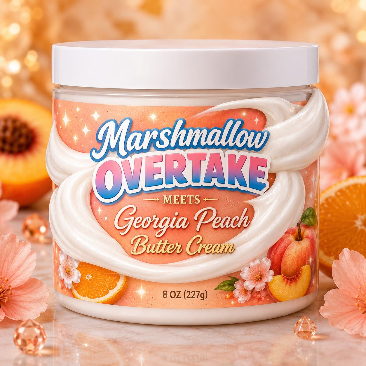 Marshmallow overtakes meets Georgia peach butter cream 8oz this is not whipped body butter