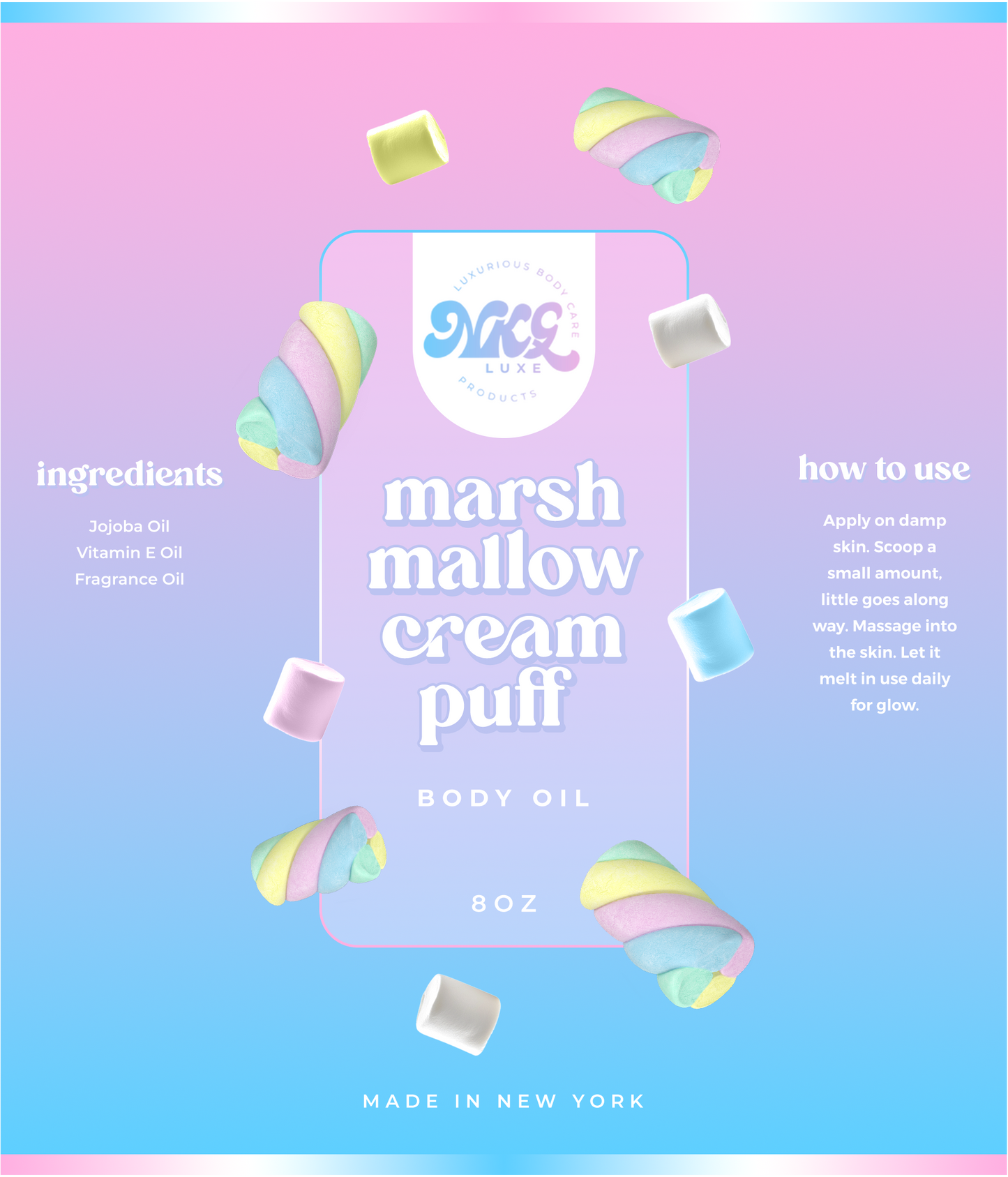 Infamous Marshmallow cream puff 8oz body oil