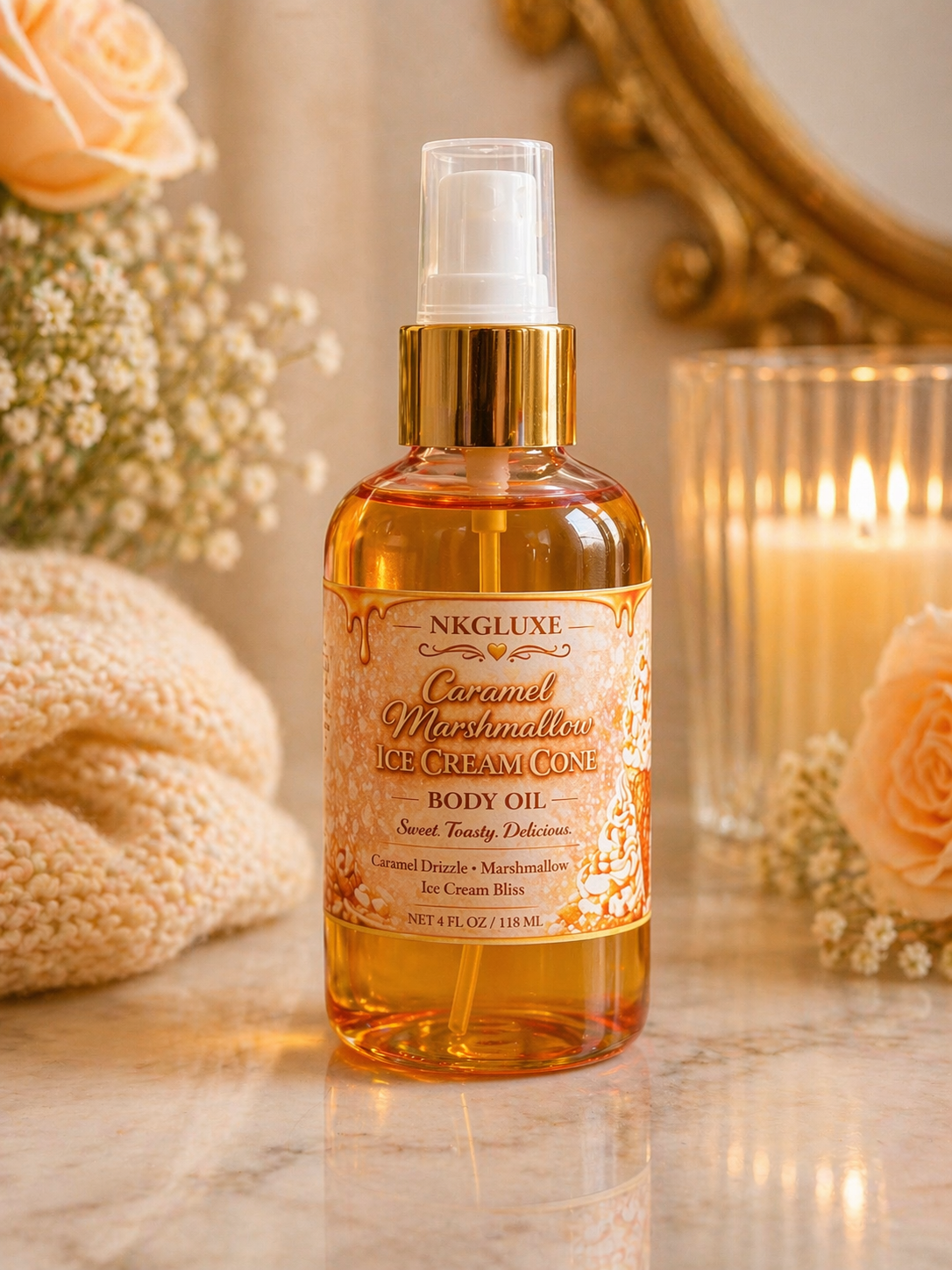 Caramel marshmallow ice cream cone body oil 4oz