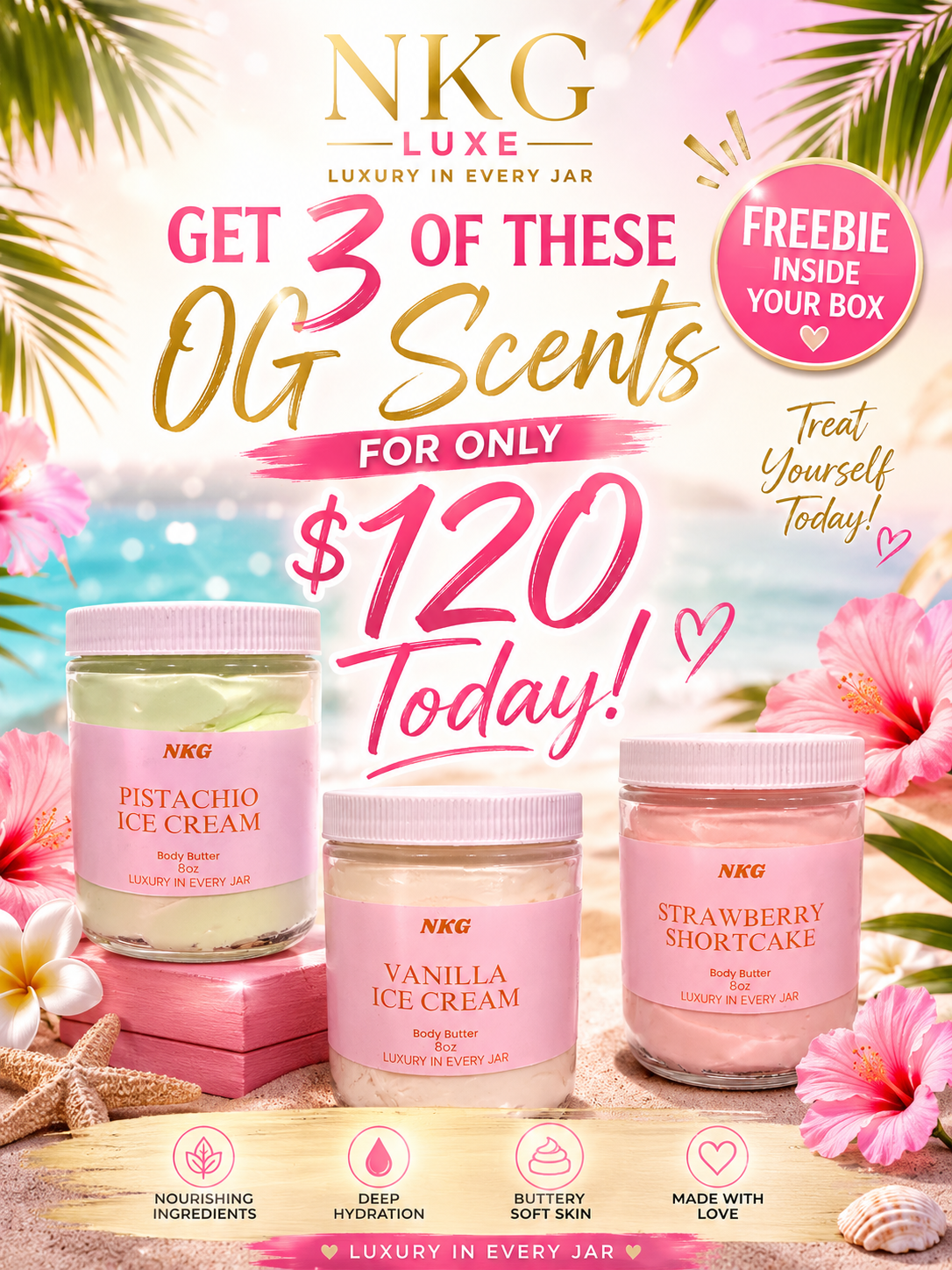 Pistachio, strawberry shortcake, vanilla whipped body butter