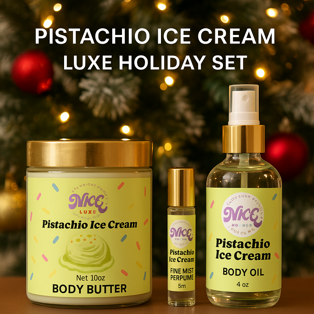 Holiday pistachio ice cream bundle body butter 10oz 5ml perfume 4oz body oil