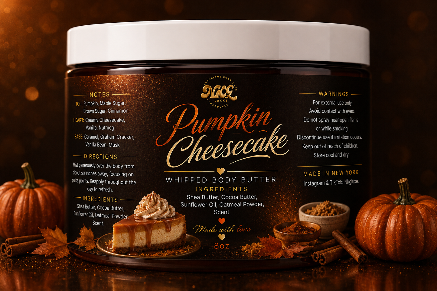 Pumpkin cheesecake whipped body butter fall in August