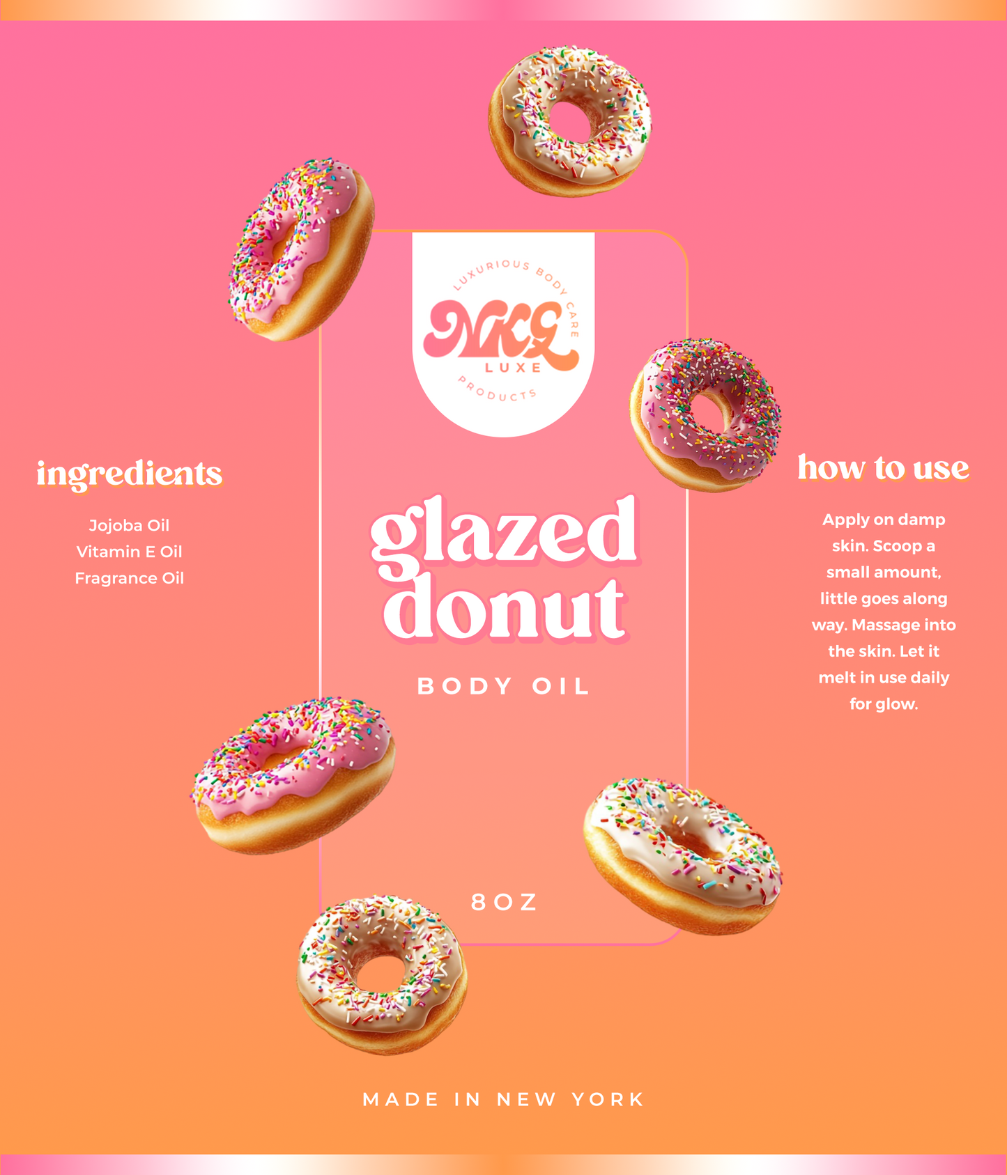 Glazed Donut body oil 8oz