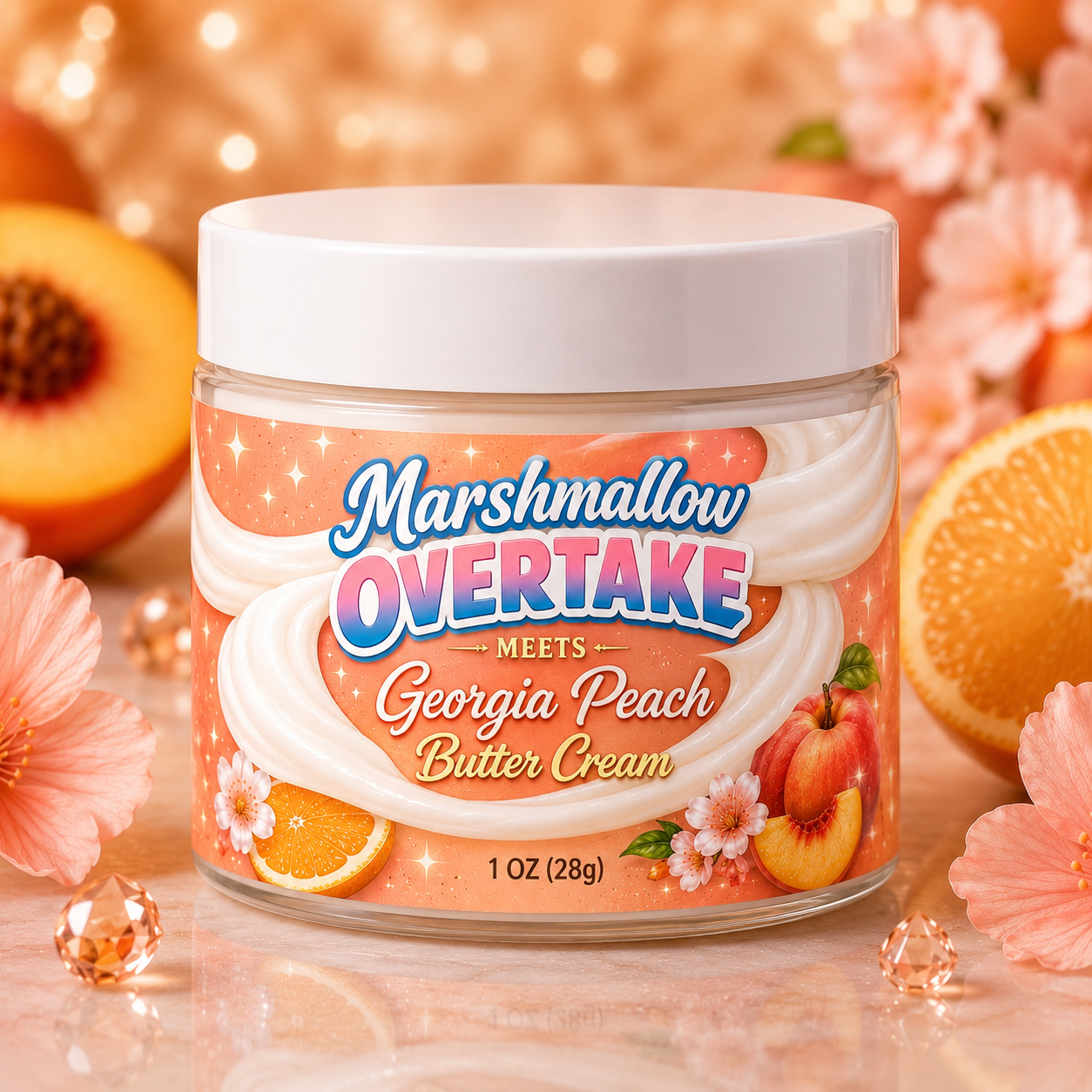 Marshmallow overtake meets peaches butter cream 1oz