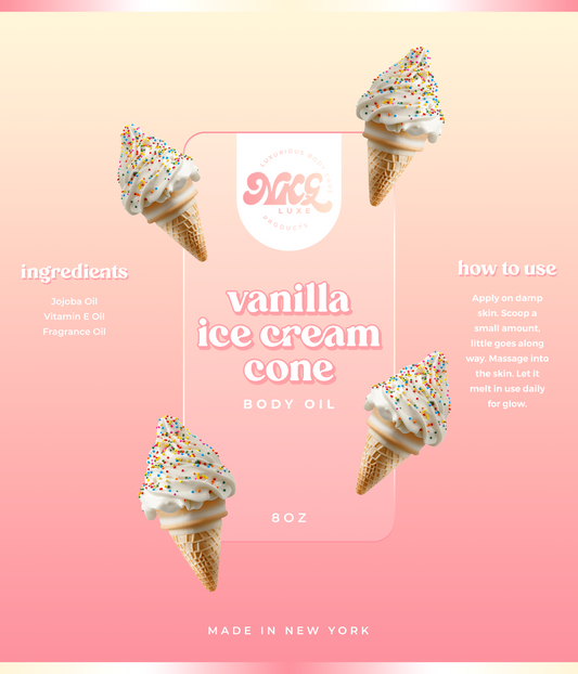 Vanilla cream cone body oil 8oz