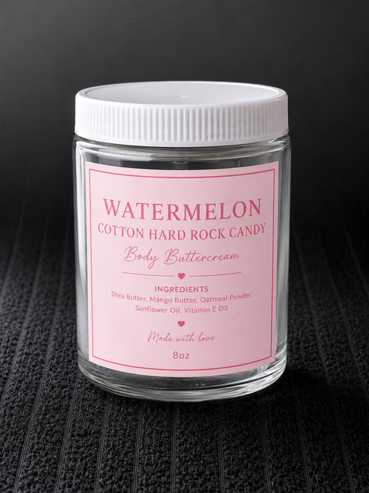 Watermelon cotton hard rock candy 8oz body butter cream