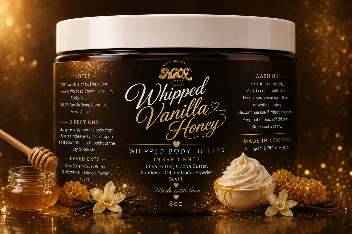 Whipped vanilla honey whipped body butter fall in August