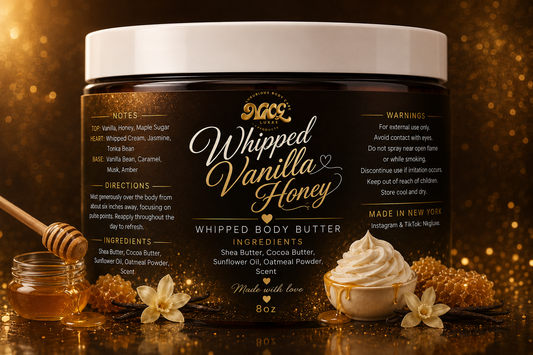 Whipped vanilla honey whipped body butter