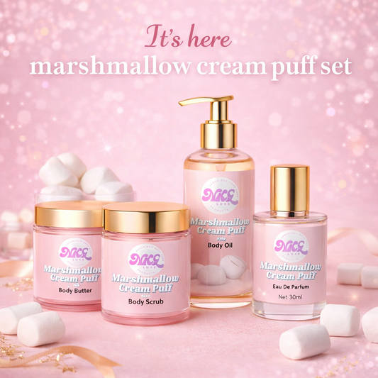 Infamous Marshmallow Bundle 8oz butter, 8oz scrub, 4oz oil 30ml EDP
