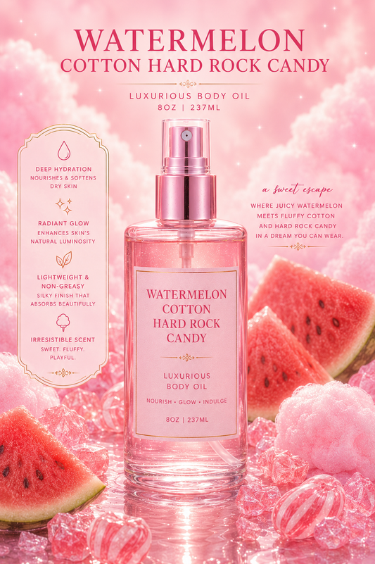 Watermelon Cotton Hard Rock Candy 8oz body oil