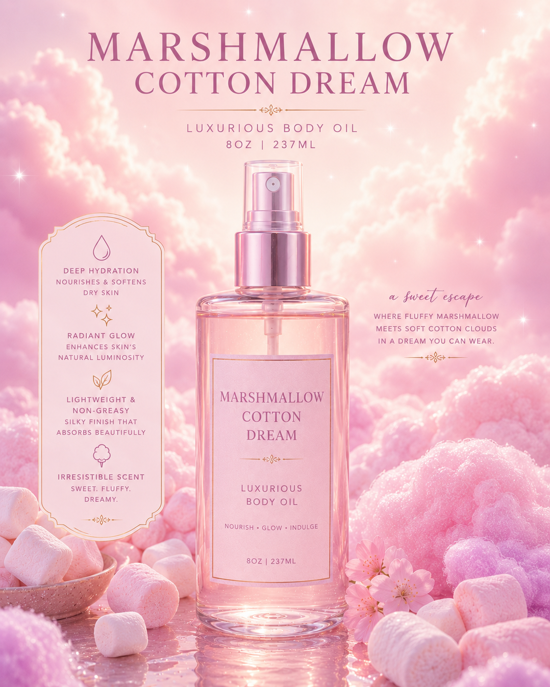 Marshmallow Cotton Dream 8oz body oil
