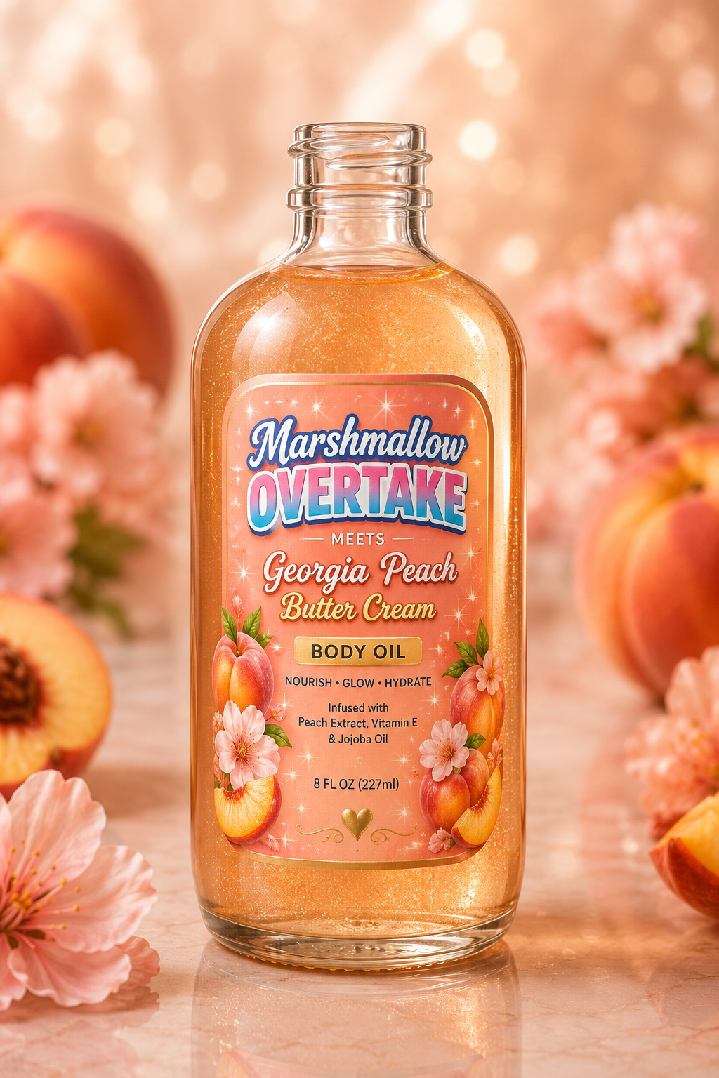 Marshmallow overtakes meet Georgia peach 8oz body oil