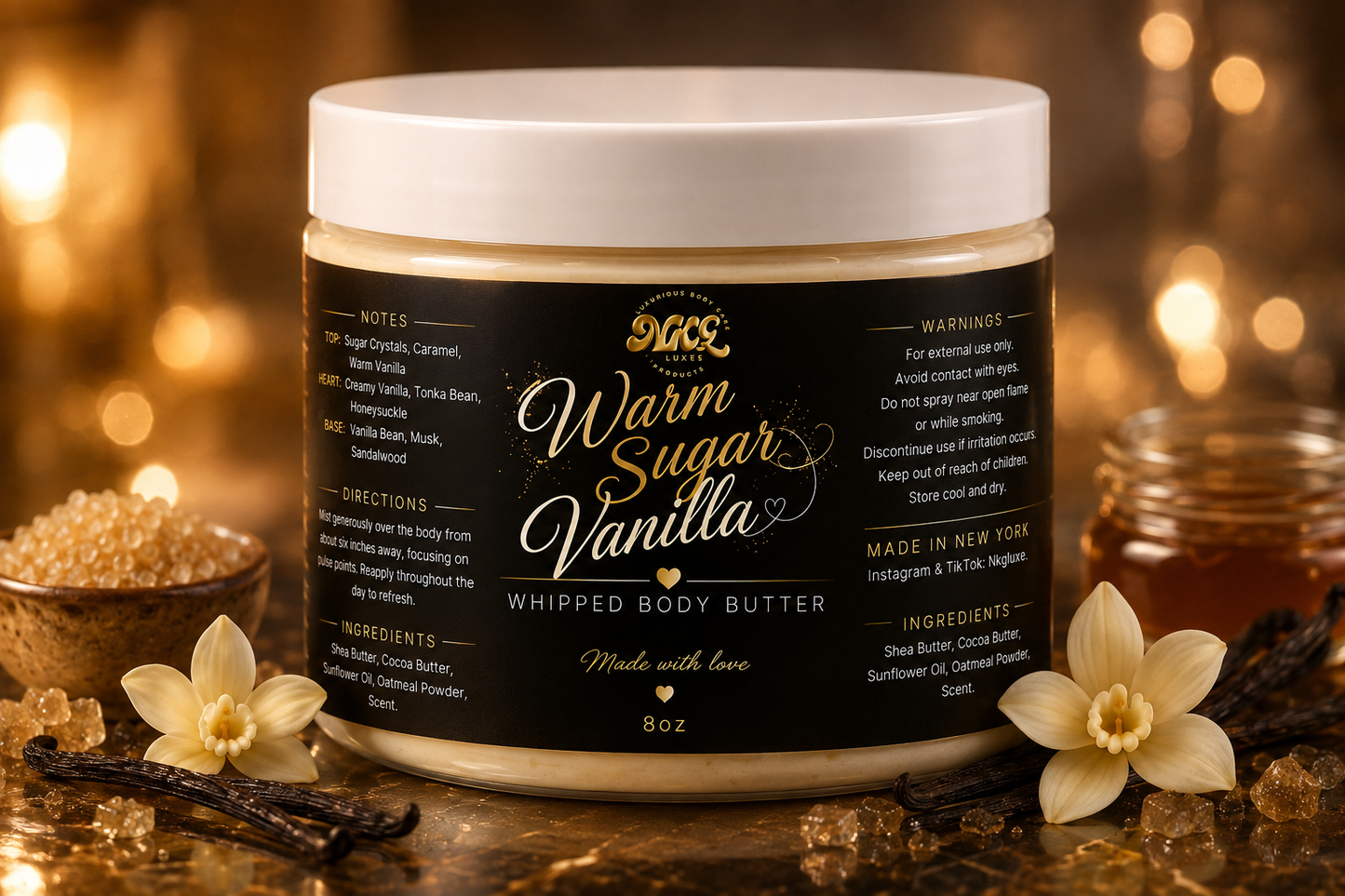 Warm sugar vanilla whipped body butter fall in August